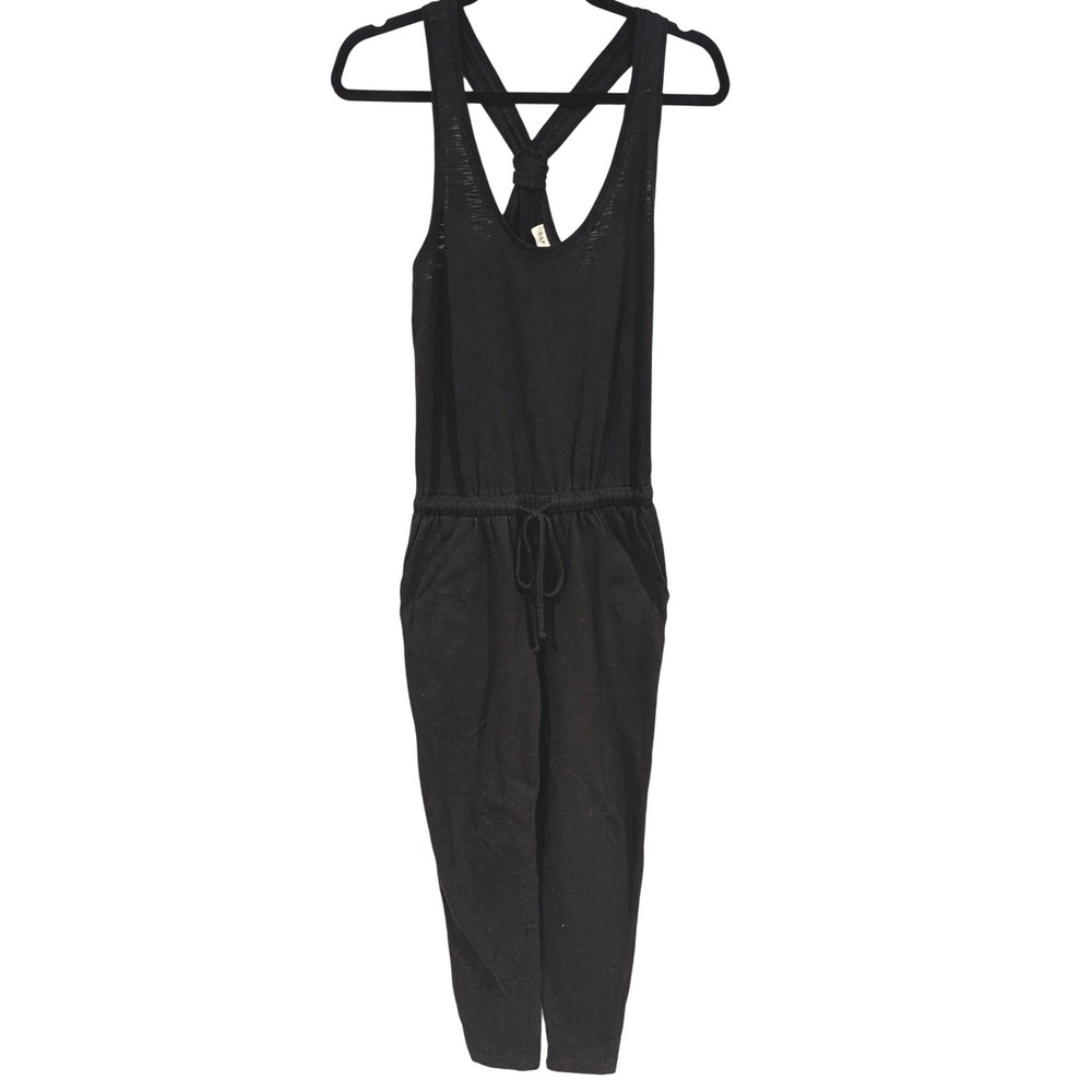 Gap Jumpsuit XS Black Racerback Knot Drawstring Pockets Loungewear Gorpcore